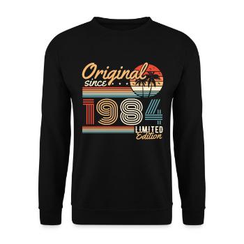 Original 1984 Jahrgang Vintage Retro Geburtstag - Unisex Pullover - Schwarz - Vorne - Alina (178cm) & Michal (187cm)
