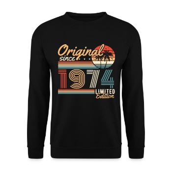 Original 1974 Vintage Vintage rétro anniversaire - Sweat-shirt Unisexe - noir - Devant - Alina (178cm) & Michal (187cm)