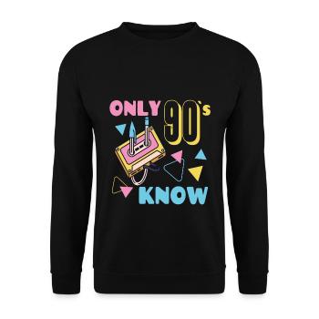 Only 90s know - funny 90s outfit for 90s party - Unisex Sweatshirt - black - Front - Alina (178cm) & Michal (187cm)