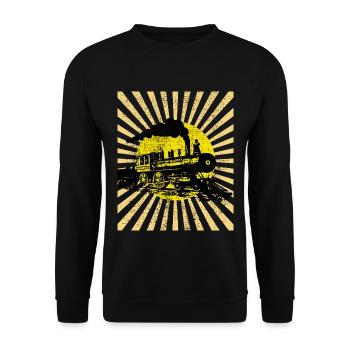 steam locomotive - Unisex Sweatshirt - black - Front - Alina (178cm) & Michal (187cm)