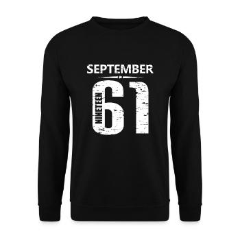 September 1961 Jersey Number - Unisex Sweatshirt - black - Front - Alina (178cm) & Michal (187cm)