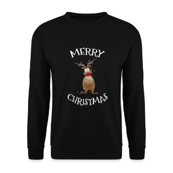Christmas Rudolf the reindeer - Unisex Sweatshirt - black - Front - Alina (178cm) & Michal (187cm)
