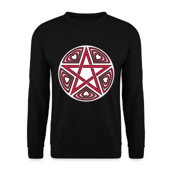 Pentagramm Herz Muster Vektor gut Farbe wählbar - Unisex Pullover - Schwarz - Vorne - Alina (178cm) & Michal (187cm)