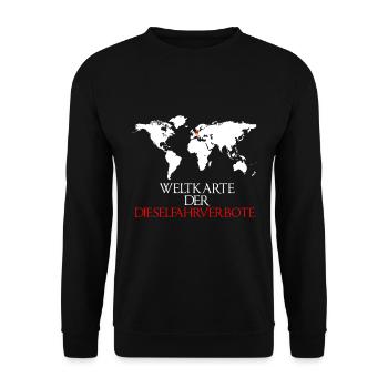 Weltkarte Diesel Fahrverbote Abgas Feinstaub - Unisex Pullover - Schwarz - Vorne - Alina (178cm) & Michal (187cm)