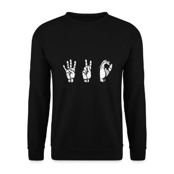 Cannabis Marijuana Gras 420 kiffen Gebärdensprache - Unisex Pullover - Schwarz - Vorne - Alina (178cm) & Michal (187cm)