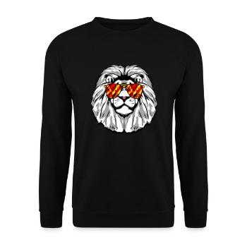 casual lion's head with mirrored sunglasses - Unisex Sweatshirt - black - Front - Alina (178cm) & Michal (187cm)