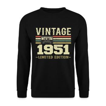 Vintage 1951 Rétro Cadeau D’anniversaire 1951 - Sweat-shirt Unisexe - noir - Devant - Alina (178cm) & Michal (187cm)