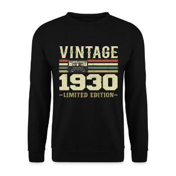 Vintage 1930 Rétro Cadeau D’anniversaire 1930 - Sweat-shirt Unisexe - noir - Devant - Alina (178cm) & Michal (187cm)