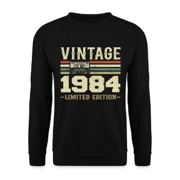 Vintage 1984 Rétro Cadeau D’anniversaire 1984 - Sweat-shirt Unisexe - noir - Devant - Alina (178cm) & Michal (187cm)