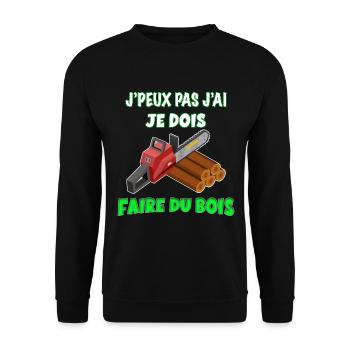 Faire Du Bois Humour Tronçonnesue - Sweat-shirt Unisexe - noir - Devant - Alina (178cm) & Michal (187cm)