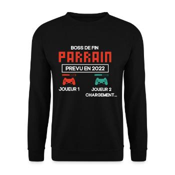 Annonce Grossesse Demande Parrain Originale Geek - Sweat-shirt Unisexe - noir - Devant - Alina (178cm) & Michal (187cm)
