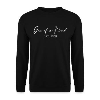 Einzigartig seit 1968 Geschenkidee Typografie - Unisex Pullover - Schwarz - Vorne - Alina (178cm) & Michal (187cm)