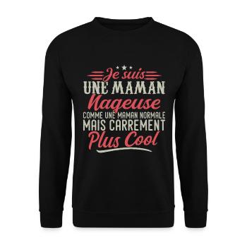 Ich bin eine Mama-Schwimmerin, ausgesprochen cool - Unisex Pullover - Schwarz - Vorne - Alina (178cm) & Michal (187cm)