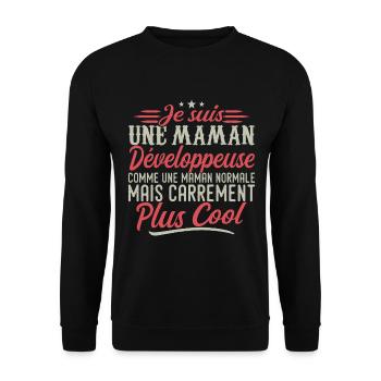 Ich bin eine Entwickler-Mama, ausgesprochen cool - Unisex Pullover - Schwarz - Vorne - Alina (178cm) & Michal (187cm)