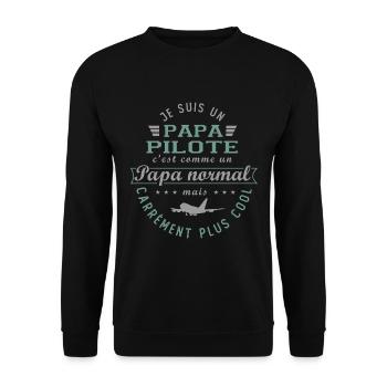 PAPA Pilote comandant de bord cadeau pilote - Sweat-shirt Unisexe - noir - Devant - Alina (178cm) & Michal (187cm)