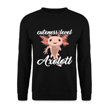 Cuteness Level Axolotl - Unisex Pullover - Schwarz - Vorne - Alina (178cm) & Michal (187cm)