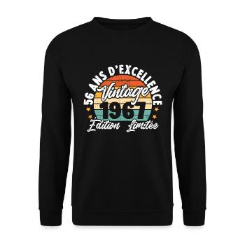 Vintage Cadeau D'anniversaire 56 Ans Vintage 1967 - Sweat-shirt Unisexe - noir - Devant - Alina (178cm) & Michal (187cm)