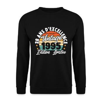 Vintage Cadeau D'anniversaire 28 Ans Vintage 1995 - Sweat-shirt Unisexe - noir - Devant - Alina (178cm) & Michal (187cm)