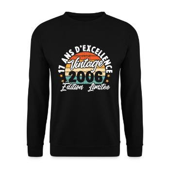 Vintage Cadeau D'anniversaire 17 Ans Vintage 2006 - Sweat-shirt Unisexe - noir - Devant - Alina (178cm) & Michal (187cm)