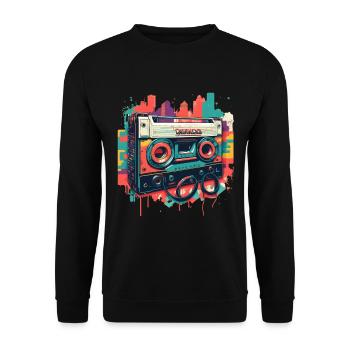 Retro Mixtape - Unisex Pullover - Schwarz - Vorne - Alina (178cm) & Michal (187cm)