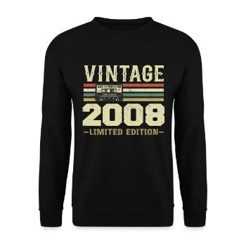 Vintage 2008 Retro Birthday Gift 2008 - Unisex Sweatshirt - black - Front - Alina (178cm) & Michal (187cm)