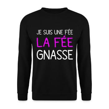 Je Suis Une Fée La Fée Gnasse Humour Jeu de Mots - Sweat-shirt Unisexe - noir - Devant - Alina (178cm) & Michal (187cm)
