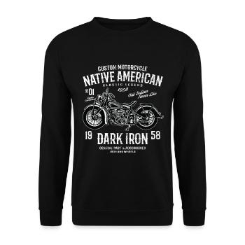 NATIVE AMERICAN - Vintage Motorrad Shirt Geschenk - Unisex Pullover - Schwarz - Vorne - Alina (178cm) & Michal (187cm)