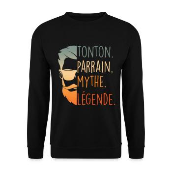 Mon Tonton Est Une Légende - Sweat-shirt Unisexe - noir - Devant - Alina (178cm) & Michal (187cm)