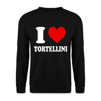 J’aime les tortellini Cuisine italienne Funny Heart - Sweat-shirt Unisexe - noir - Devant - Alina (178cm) & Michal (187cm)