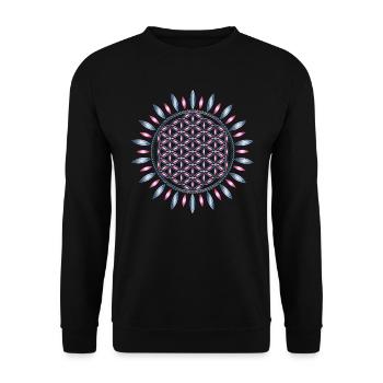FLOWER OF LIFE, SACRED GEOMETRY, SPIRITUALITY - Sweat-shirt Unisexe - noir - Devant - Alina (178cm) & Michal (187cm)
