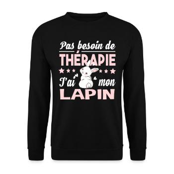 Lapin thérapie animal de compagnie. Cadeau t-shirt - Sweat-shirt Unisexe - noir - Devant - Alina (178cm) & Michal (187cm)