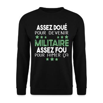 Militaire Armée Régiment Soldat Humour Cadeau - Sweat-shirt Unisexe - noir - Devant - Alina (178cm) & Michal (187cm)