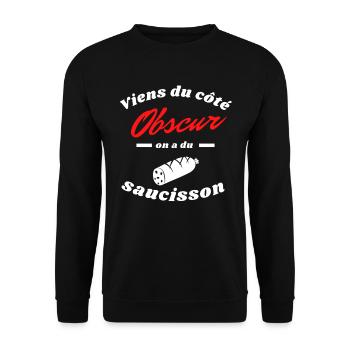 Saucisson cadeau drôle humour beauf - Sweat-shirt Unisexe - noir - Devant - Alina (178cm) & Michal (187cm)