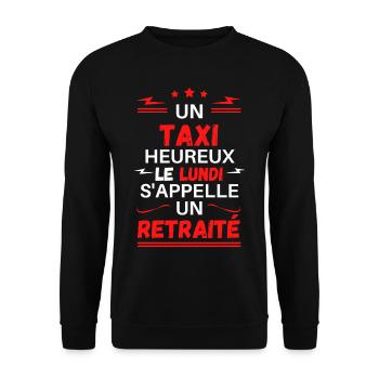 Un taxi heureux le lundi s'appelle un retraité - Sweat-shirt Unisexe - noir - Devant - Alina (178cm) & Michal (187cm)
