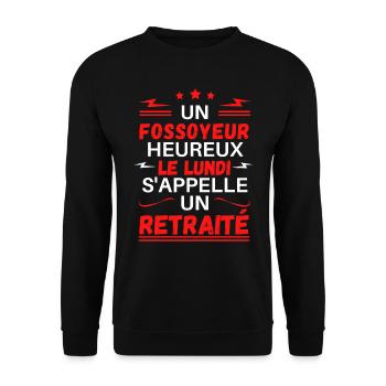 Un fossoyeur heureux le lundi s'appelle retraité - Sweat-shirt Unisexe - noir - Devant - Alina (178cm) & Michal (187cm)