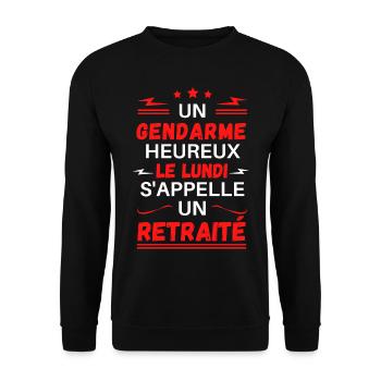 un gendarme heureux le lundi s'appelle un retraité - Sweat-shirt Unisexe - noir - Devant - Alina (178cm) & Michal (187cm)