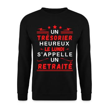 Un trésorier heureux le lundi s'appelle retraité - Sweat-shirt Unisexe - noir - Devant - Alina (178cm) & Michal (187cm)