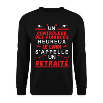 Un contrôleur des finances . s appelle un retraité - Sweat-shirt Unisexe - noir - Devant - Alina (178cm) & Michal (187cm)