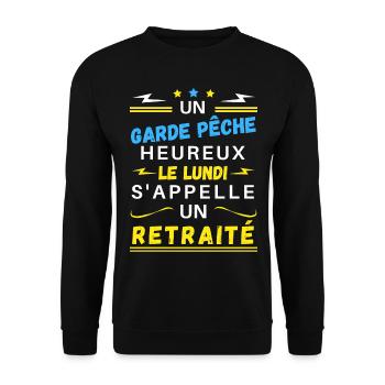 Un garde pêche heureux le lundi s'appelle retraité - Sweat-shirt Unisexe - noir - Devant - Alina (178cm) & Michal (187cm)