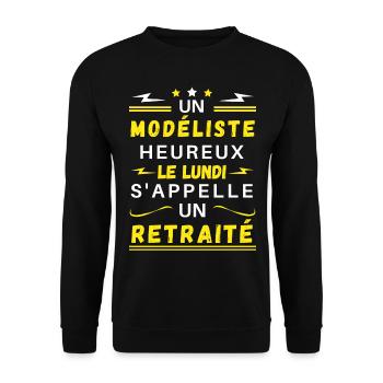 Un modéliste heureux le lundi s'appelle retraité - Sweat-shirt Unisexe - noir - Devant - Alina (178cm) & Michal (187cm)