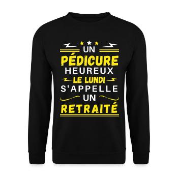 Un pédicure heureux le lundi s'appelle un retraité - Sweat-shirt Unisexe - noir - Devant - Alina (178cm) & Michal (187cm)