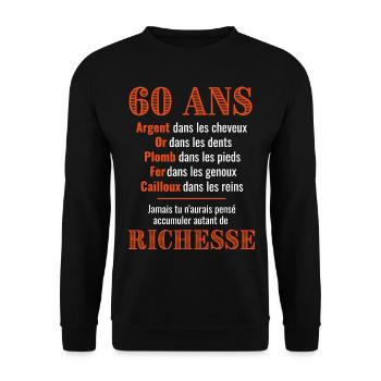 60 Ans Anniversaire Drôle 1962 Idée Cadeau fête - Sweat-shirt Unisexe - noir - Devant - Alina (178cm) & Michal (187cm)