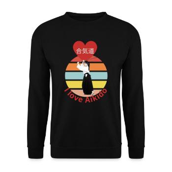 I love aikido - Unisex Sweatshirt - black - Front - Alina (178cm) & Michal (187cm)