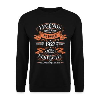 Legends Were Born In October 1927 Gift - Unisex Sweatshirt - black - Front - Alina (178cm) & Michal (187cm)