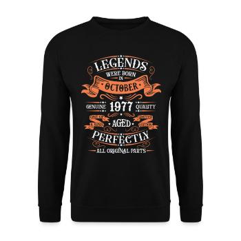 Les Légendes Sont Nées En Octobre 1977 Cadeau - Sweat-shirt Unisexe - noir - Devant - Alina (178cm) & Michal (187cm)