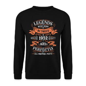 Legends Were Born In Oktober 1952 Geschenk - Unisex Pullover - Schwarz - Vorne - Alina (178cm) & Michal (187cm)