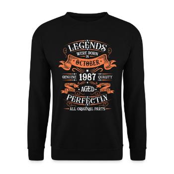 Legends Were Born In October 1987 Gift - Unisex Sweatshirt - black - Front - Alina (178cm) & Michal (187cm)
