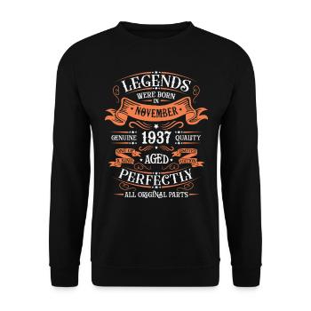 Les Légendes Sont Nées En Novembre 1937 Cadeau - Sweat-shirt Unisexe - noir - Devant - Alina (178cm) & Michal (187cm)