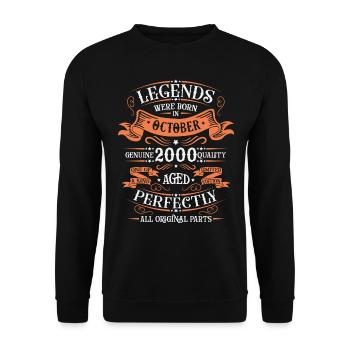 Les Légendes Sont Nées En Octobre 2000 Cadeau - Sweat-shirt Unisexe - noir - Devant - Alina (178cm) & Michal (187cm)