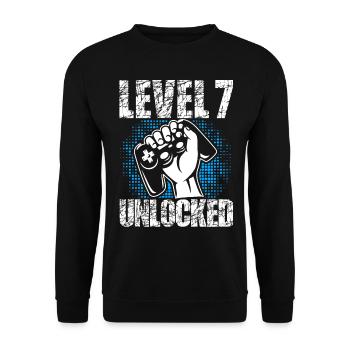 Level 7 Complete Geburtstagsgeschenk 7 Jahre Gamer - Unisex Pullover - Schwarz - Vorne - Alina (178cm) & Michal (187cm)